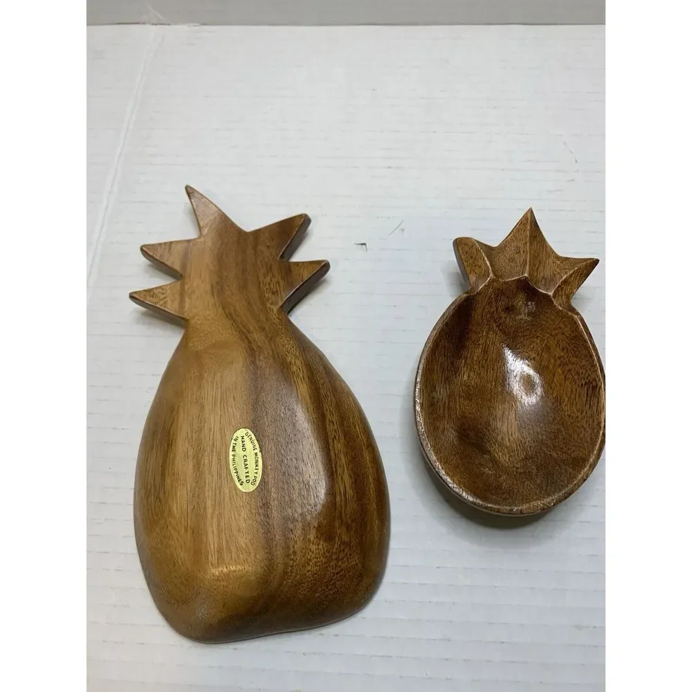 Vintage Monkey Pod Pineapple Bowl Dishes‎ Made In Philippines